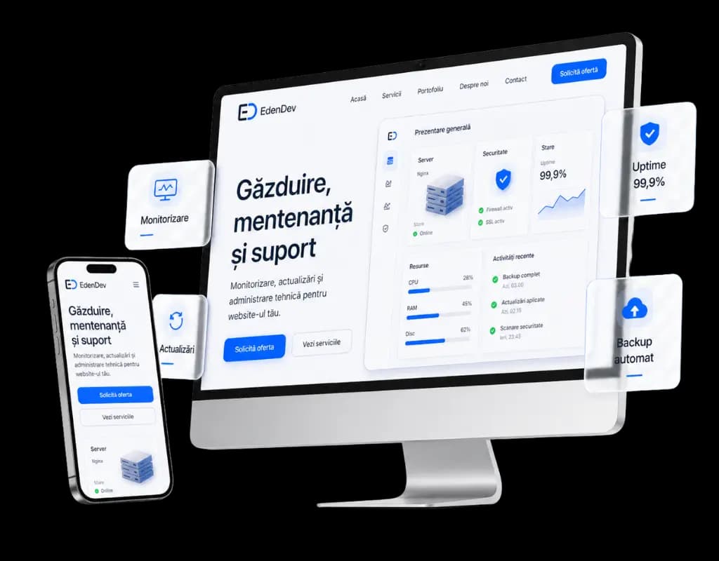 Dashboard pentru găzduire, mentenanță și suport tehnic